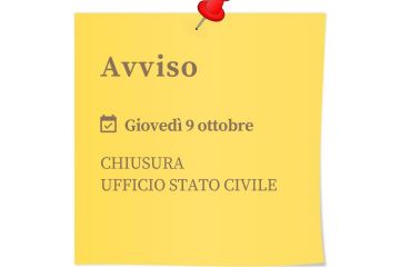 Chiusura Ufficio di Stato Civile per subentro ANSC