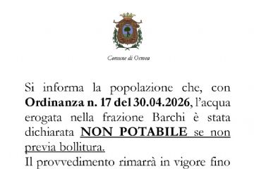 Avviso acqua non potabile in Frazione Barchi