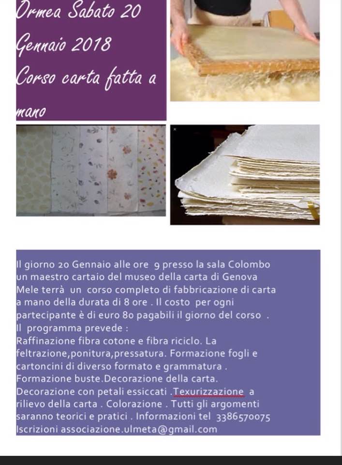 Corso di Carta fatta a mano - Città di Ormea